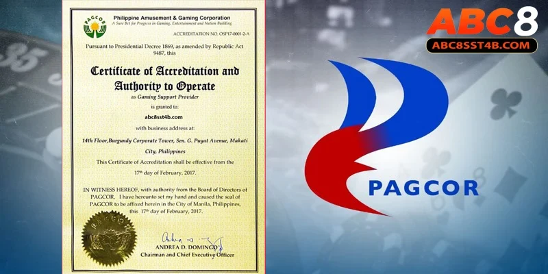 Giấy chứng nhận từ Pagcor